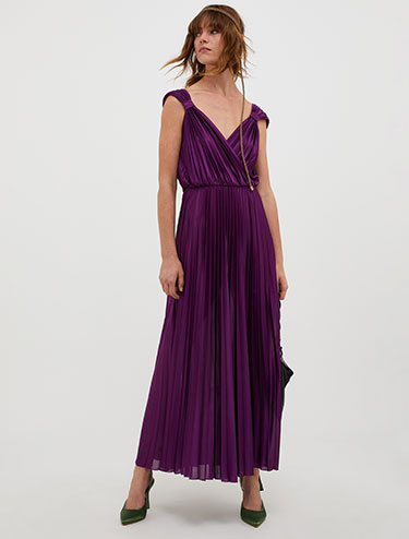 Robe en jersey plissé - bordeaux - MAX&Co.